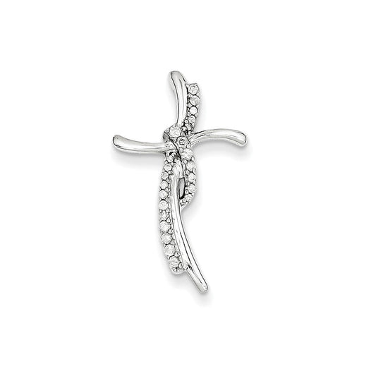 14k white gold 0 15ct real diamond cross pendant slide xp4450aa