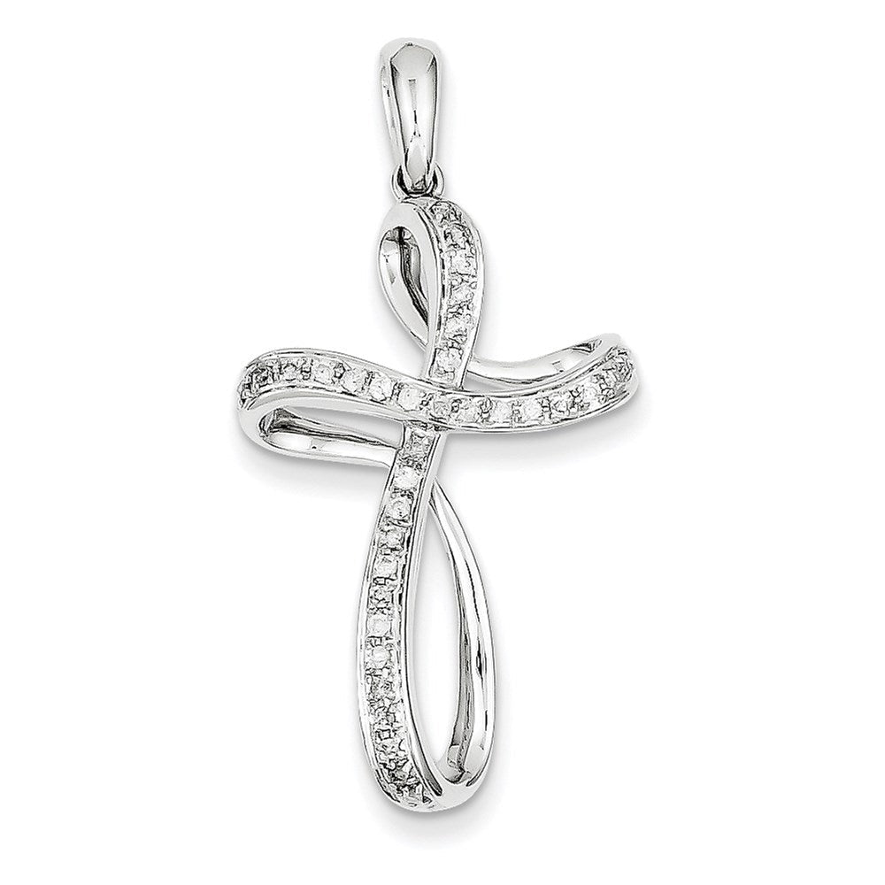 14k white gold real diamond cross pendant xp4451aa
