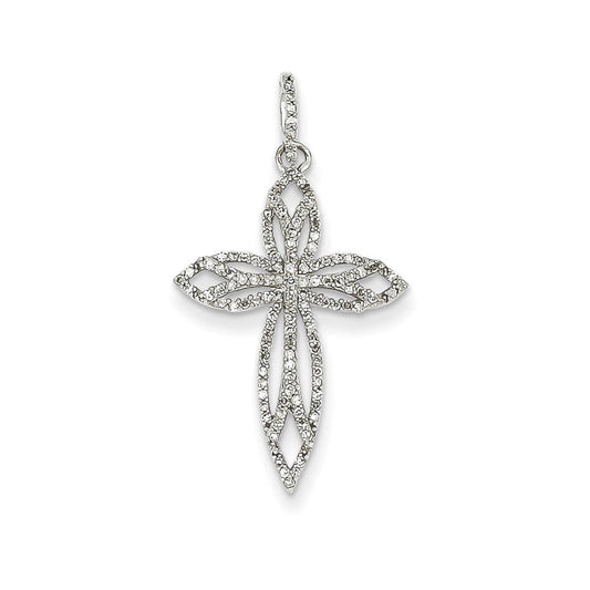 14k white gold real diamond cross pendant xp4452aa