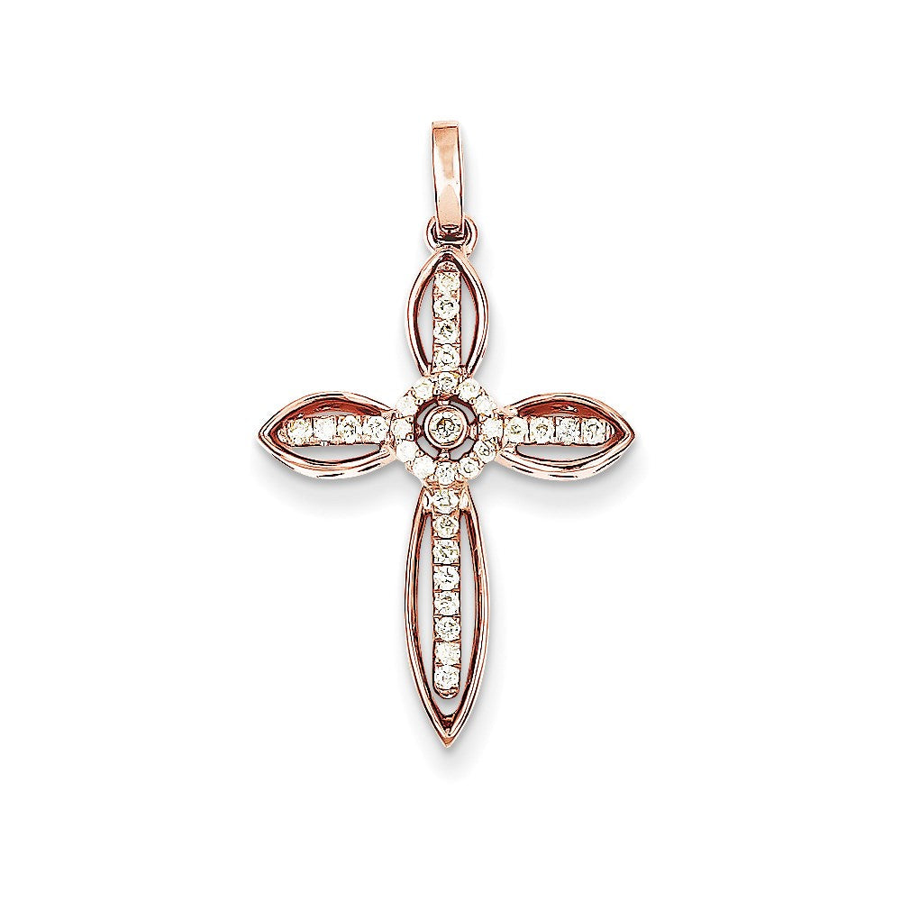 14k rose gold real diamond cross pendant xp4453aa