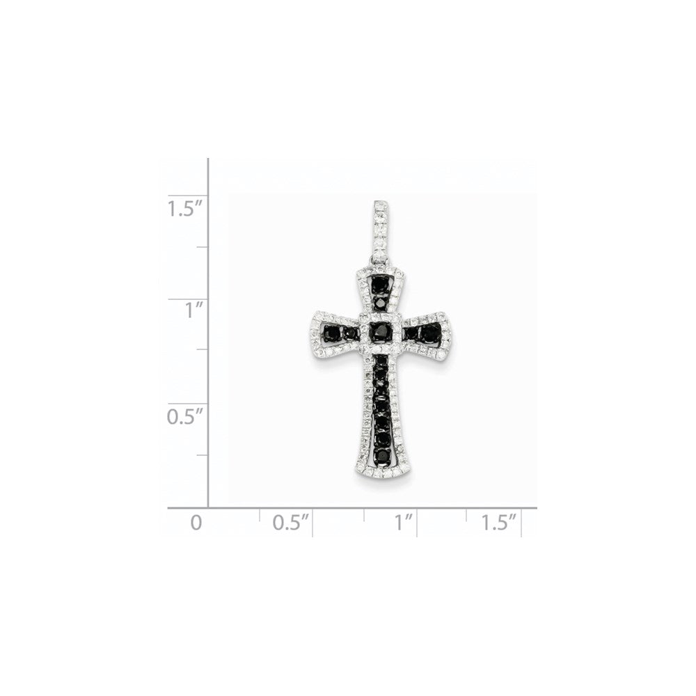 14k White Gold Black and White Diamond Cross Pendant