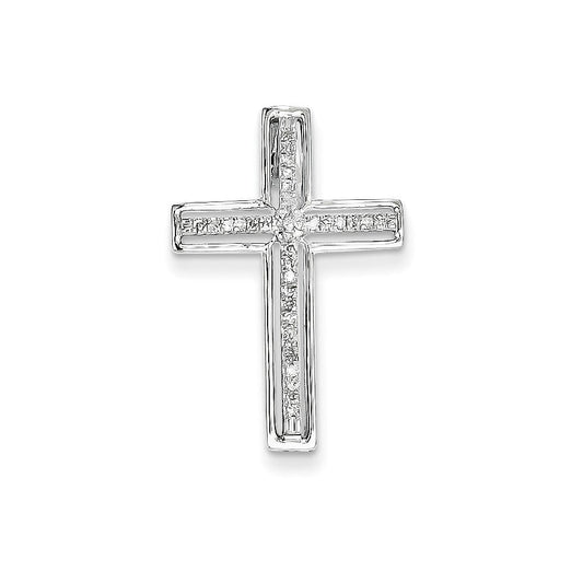 14k white gold real diamond cross pendant slide xp4462aa