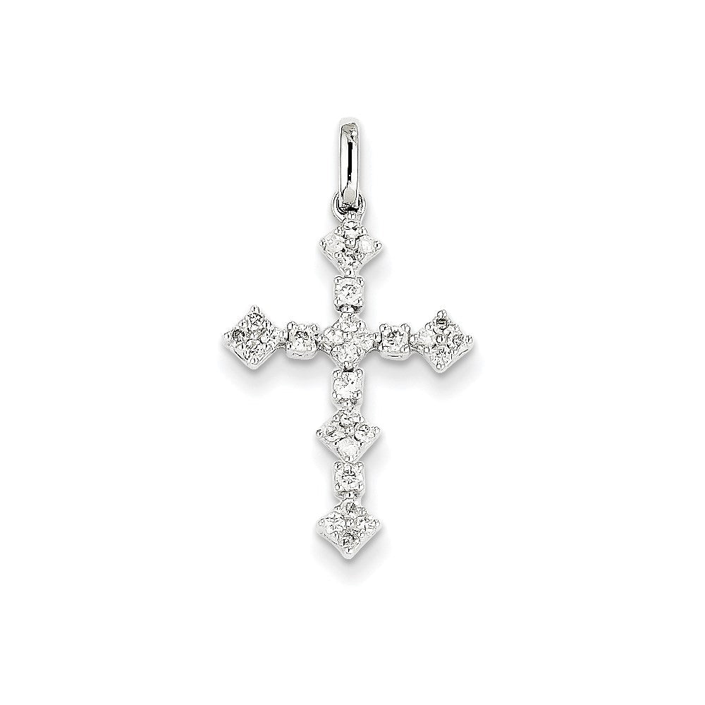 14k white gold real diamond cross pendant xp4467aa