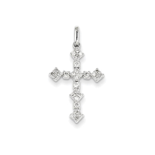 14k white gold real diamond cross pendant xp4467aa
