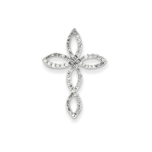 14k white gold real diamond cross pendant xp4468aa