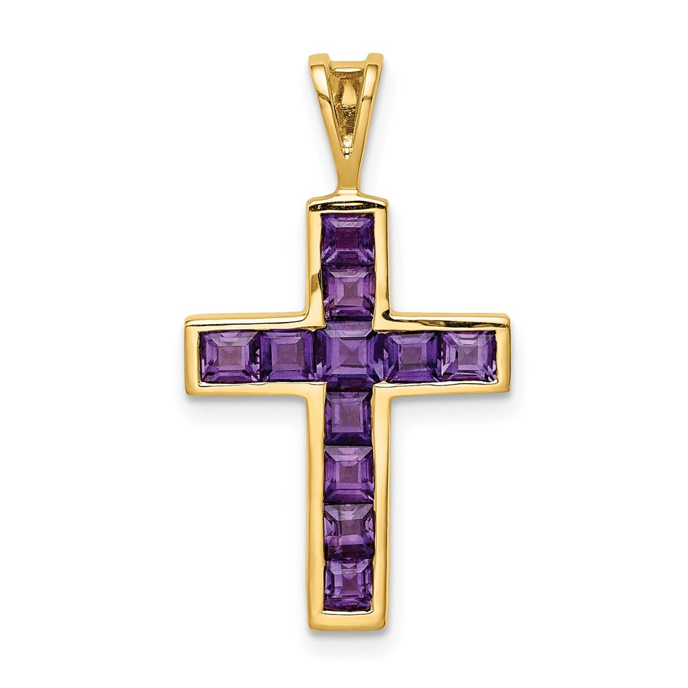14k yellow gold amethyst cross pendant xp4475am