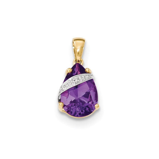 14k yellow gold amethyst and real diamond pendant xp4476am a