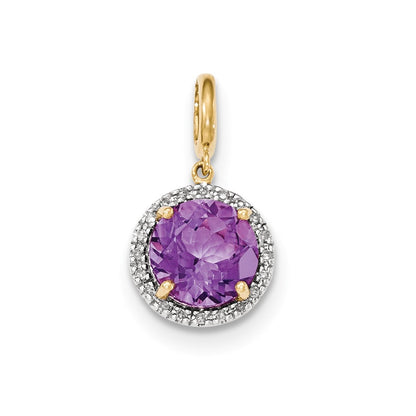 14k Amethyst with Diamond Halo Pendant