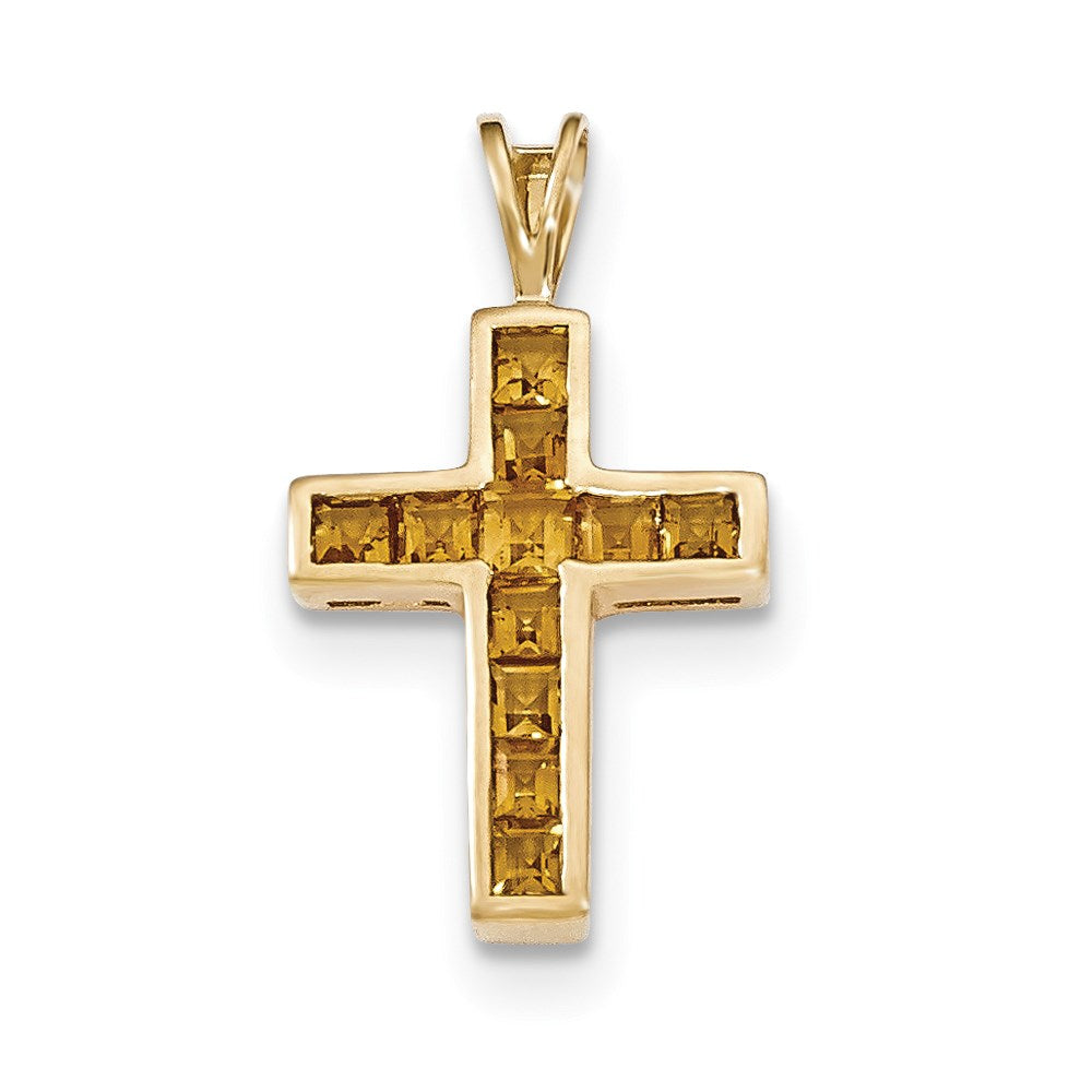 14k yellow gold citrine cross pendant xp4498ci