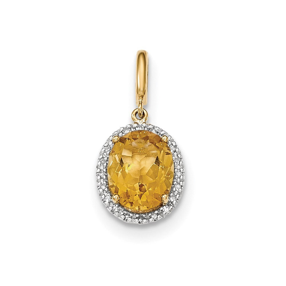 14k yellow gold citrine w real diamond halo pendant xp4504ci aa