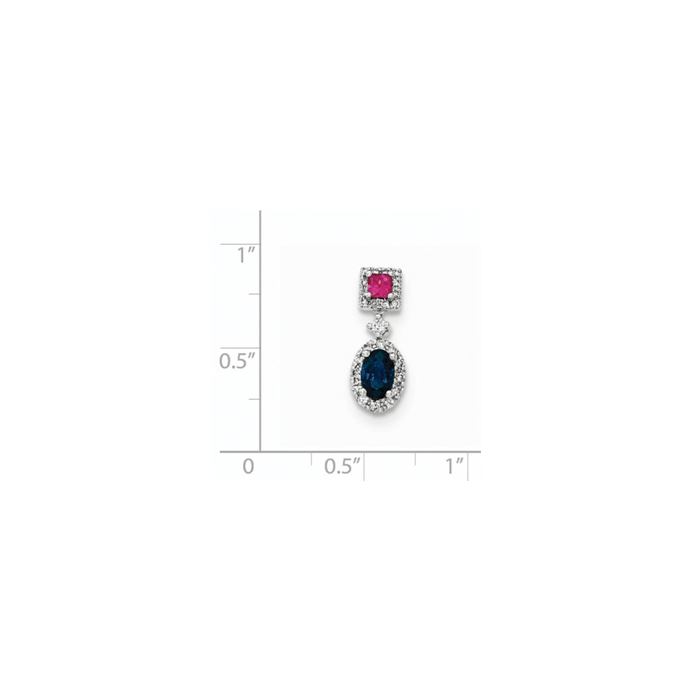 14k White Gold Diamond Sapphire u0026 Ruby Pendant