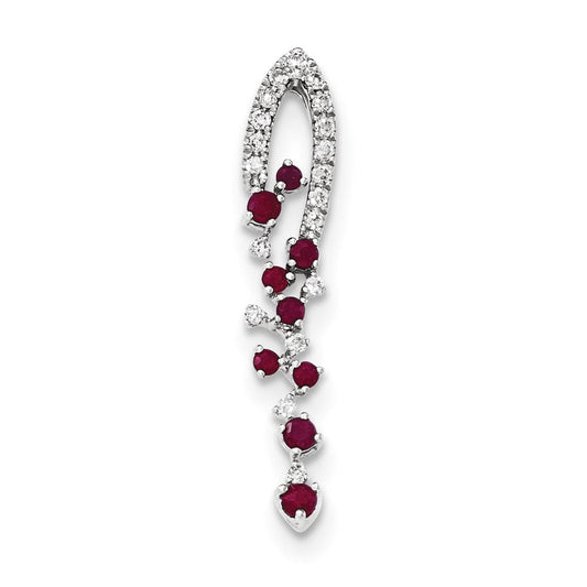 14k white gold real diamond ruby pendant xp4527r aa