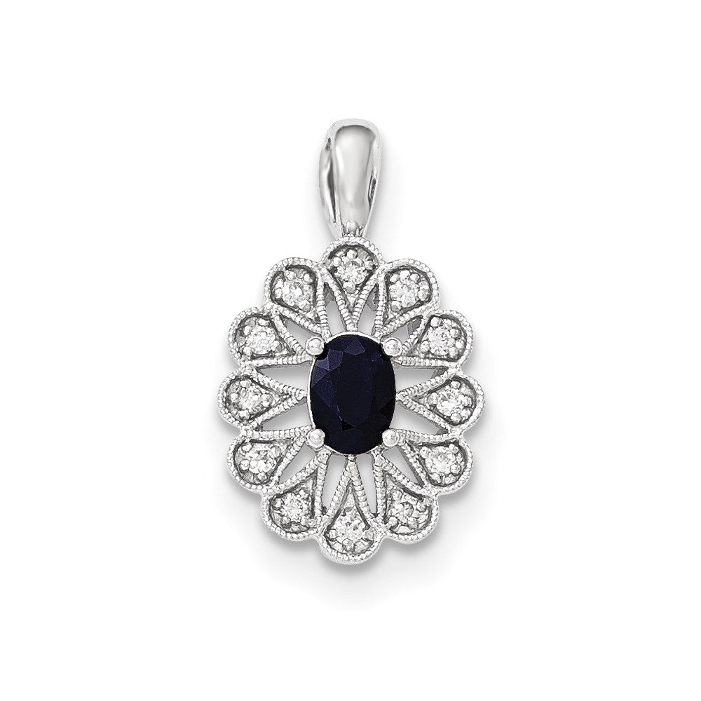 14k white goldreal diamond and sapphire pendant xp4532s aa