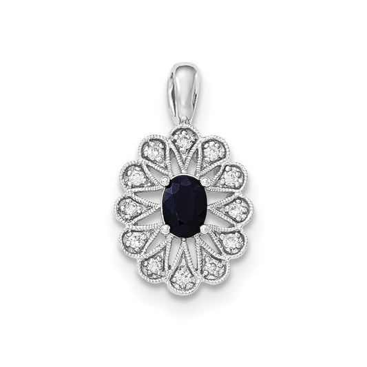 14k white goldreal diamond and sapphire pendant xp4532s aa