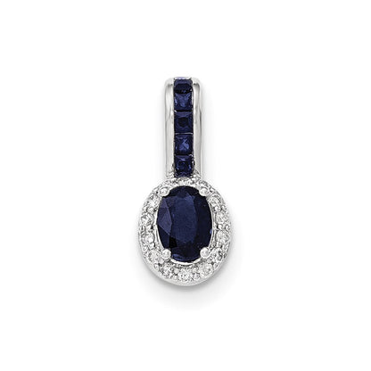 14k white goldreal diamond and sapphire w halo pendant xp4534s aa