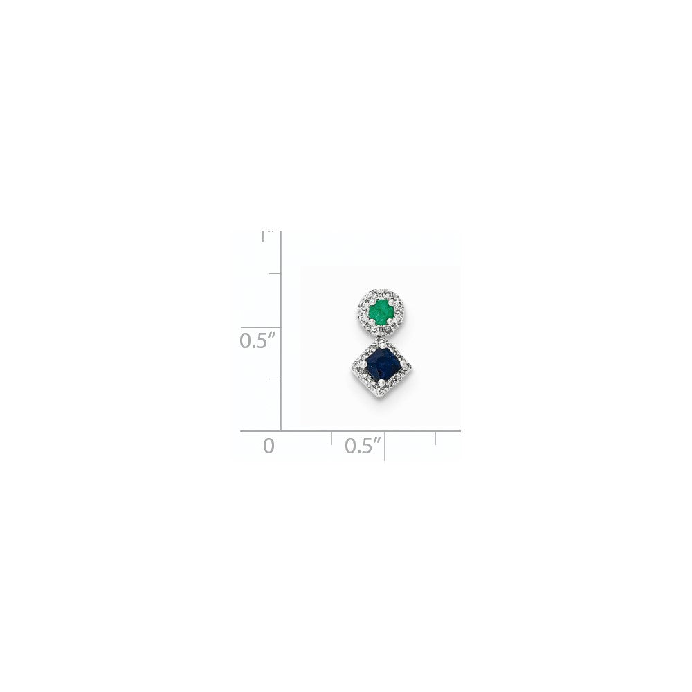 14k White Gold Diamond Sapphire u0026 Emerald Pendant