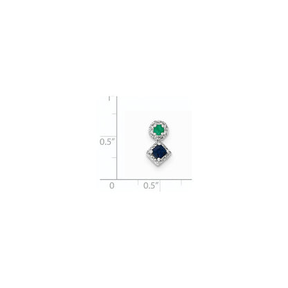 14k White Gold Diamond Sapphire u0026 Emerald Pendant