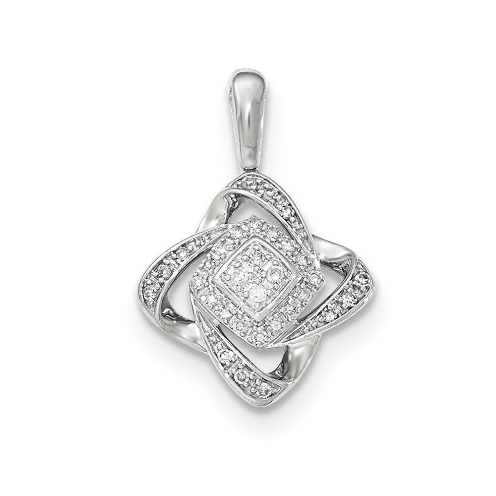 14k white gold square real diamond pendant xp4585aa