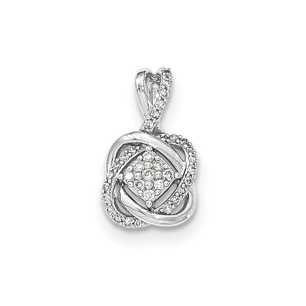14k white gold real diamond square cluster pendant xp4606aa