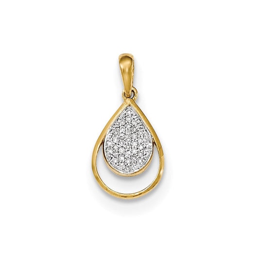 14k yellow gold real diamond teardrop pendant xp4615a
