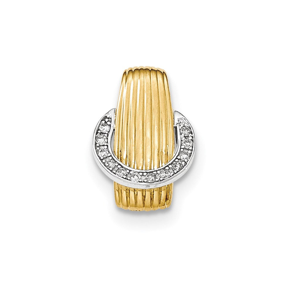 14k yellow gold real diamond w rhodium chain slide pendant xp4617aa