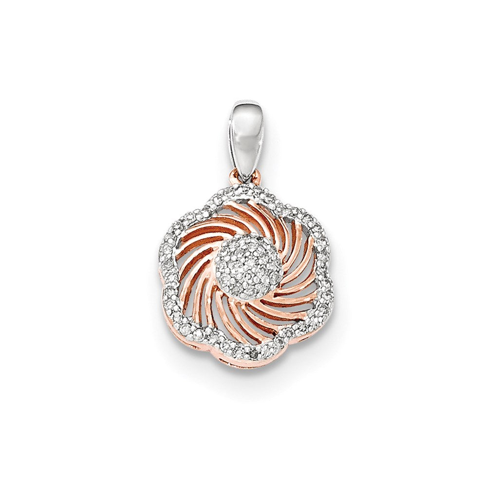 14k white gold w rose rhodium real diamond pendant xp4623aa