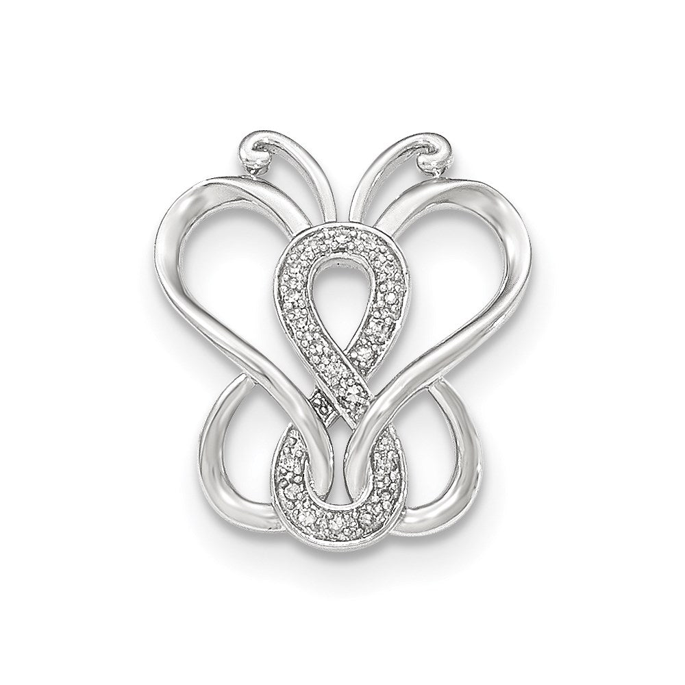 14k white gold real diamond butterfly chain slide xp4646aa