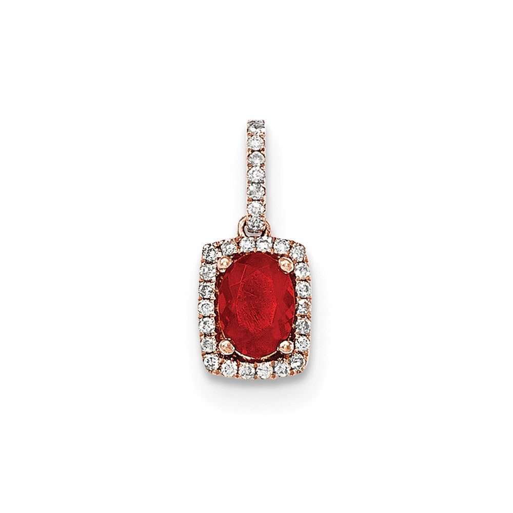 14k rose gold oval fire opal real diamond rectangle pendant xp4658op aa