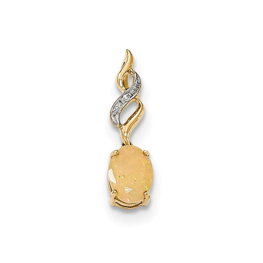 14k yellow gold opal and real diamond pendant xp4672op aa