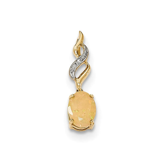 14k yellow gold opal and real diamond pendant xp4672op aa