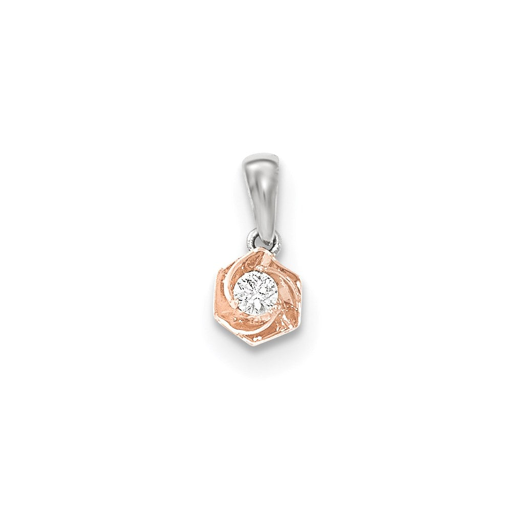 14k white gold w rose rhodium real diamond pendant xp4680aa