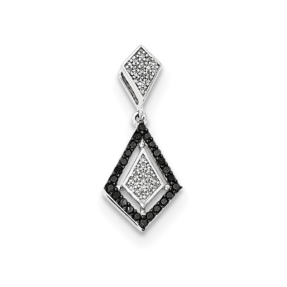 14kt white gold polished real diamond black real diamond pendant xp4688aa