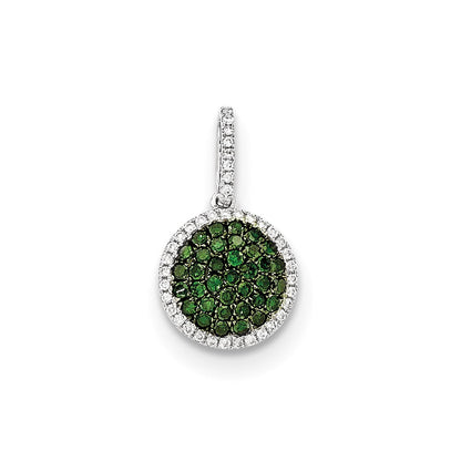 14k white gold real diamond pav‚ green real diamond pendant xp4721aa