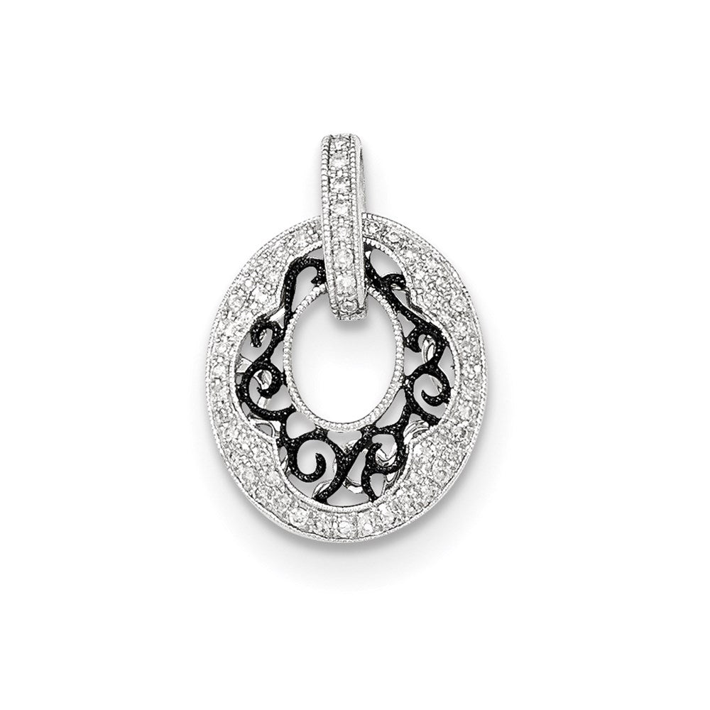 14k white gold w black rhodium polished real diamond pendant xp4733aa