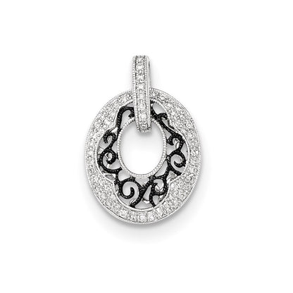 14k white gold w black rhodium polished real diamond pendant xp4733aa