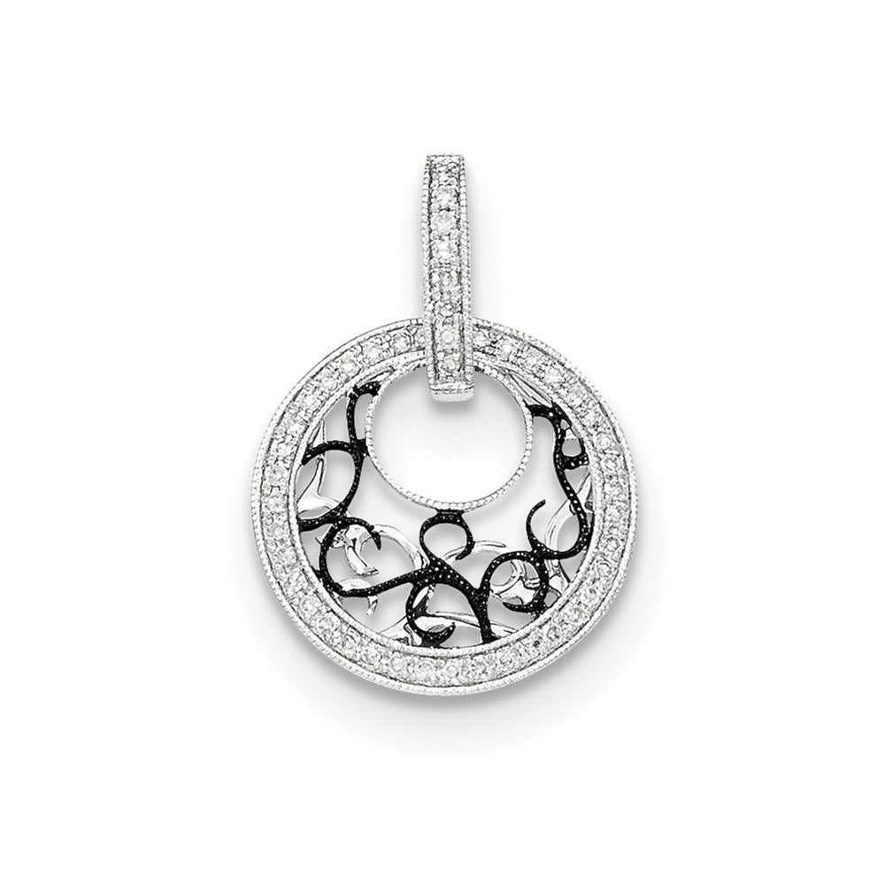 14k white gold w black rhodium polished real diamond pendant xp4734aa