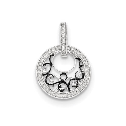14k white gold w black rhodium polished real diamond pendant xp4734aa