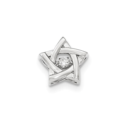 14k white gold vibrant real diamond star slide pendant xp4758aa
