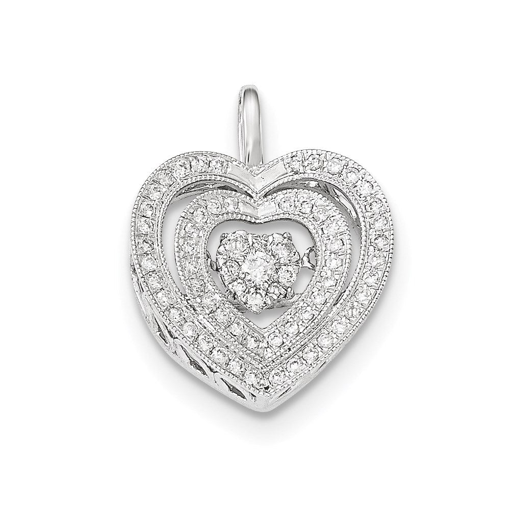 14k white gold vibrant real diamond heart pendant xp4761aa
