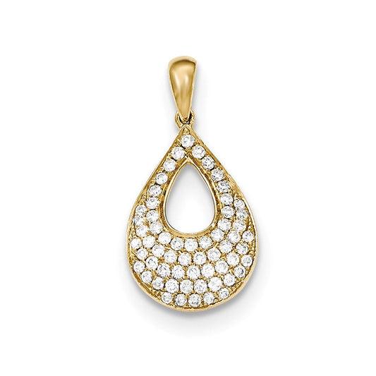 14k yellow gold pav‚ real diamond teardrop pendant xp4810aa