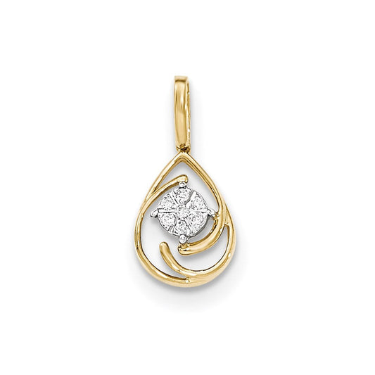 14k yellow gold polished real diamond teardrop pendant xp4822aa