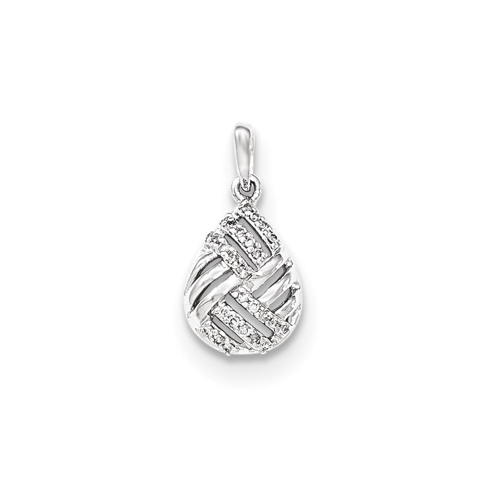 14k white gold polished real diamond teardrop domed pendant xp4823aa