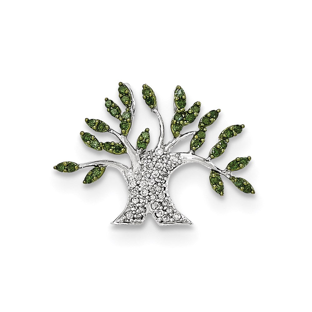 14k white gold with white and green real diamond tree chain slide xp4849aa