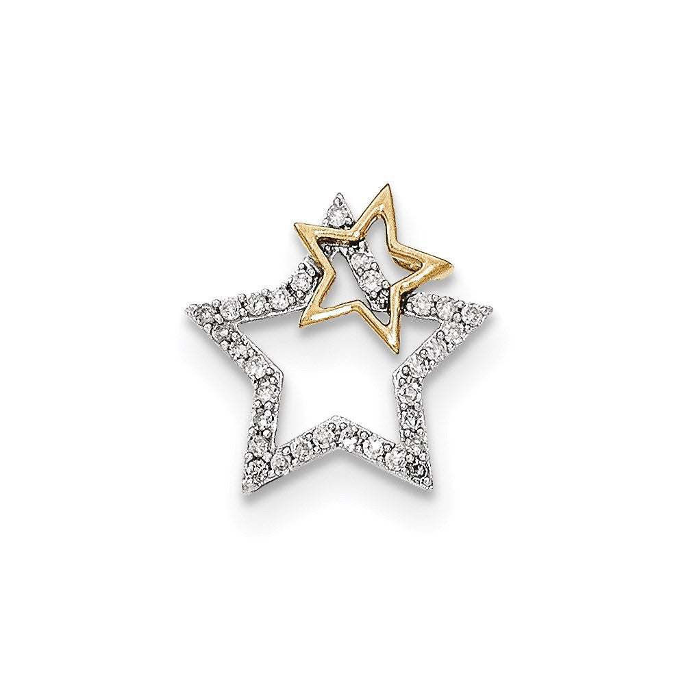 14k two tone gold real diamond two stars chain slide xp4853aa