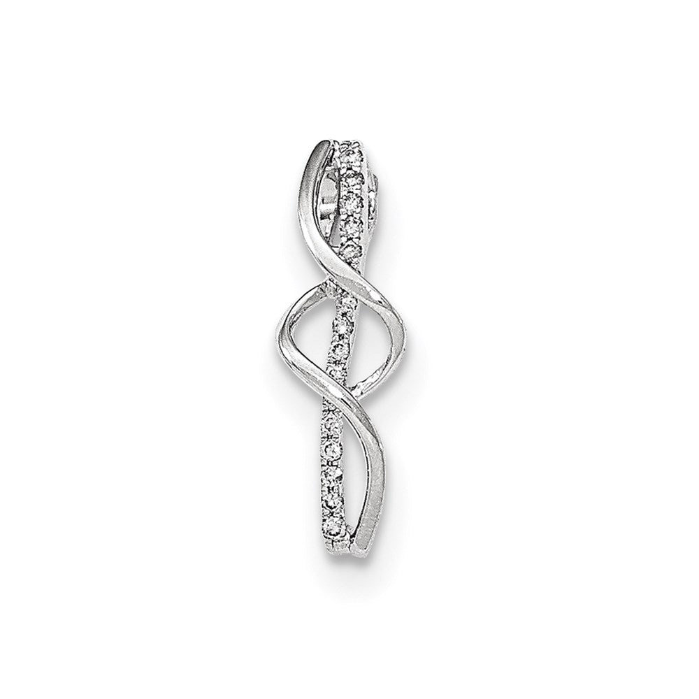 14k white gold polished real diamond twist chain slide pendant xp4854aa