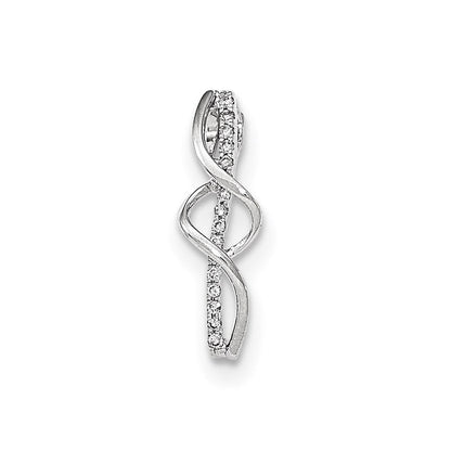 14k white gold polished real diamond twist chain slide pendant xp4854aa