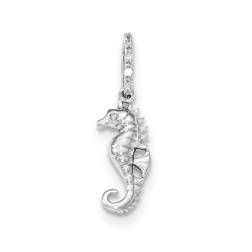 14k white gold real diamond seahorse pendant xp4860aa
