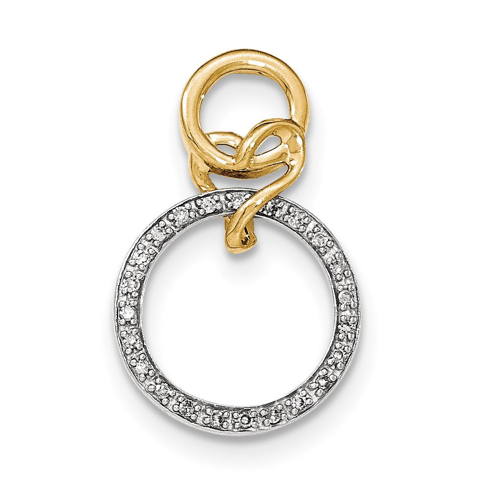 14k two tone gold real diamond round dangle inside round chain slide xp4887aa
