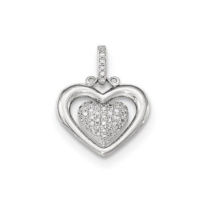 14k white gold polished pav‚ real diamond heart pendant xp4895aa