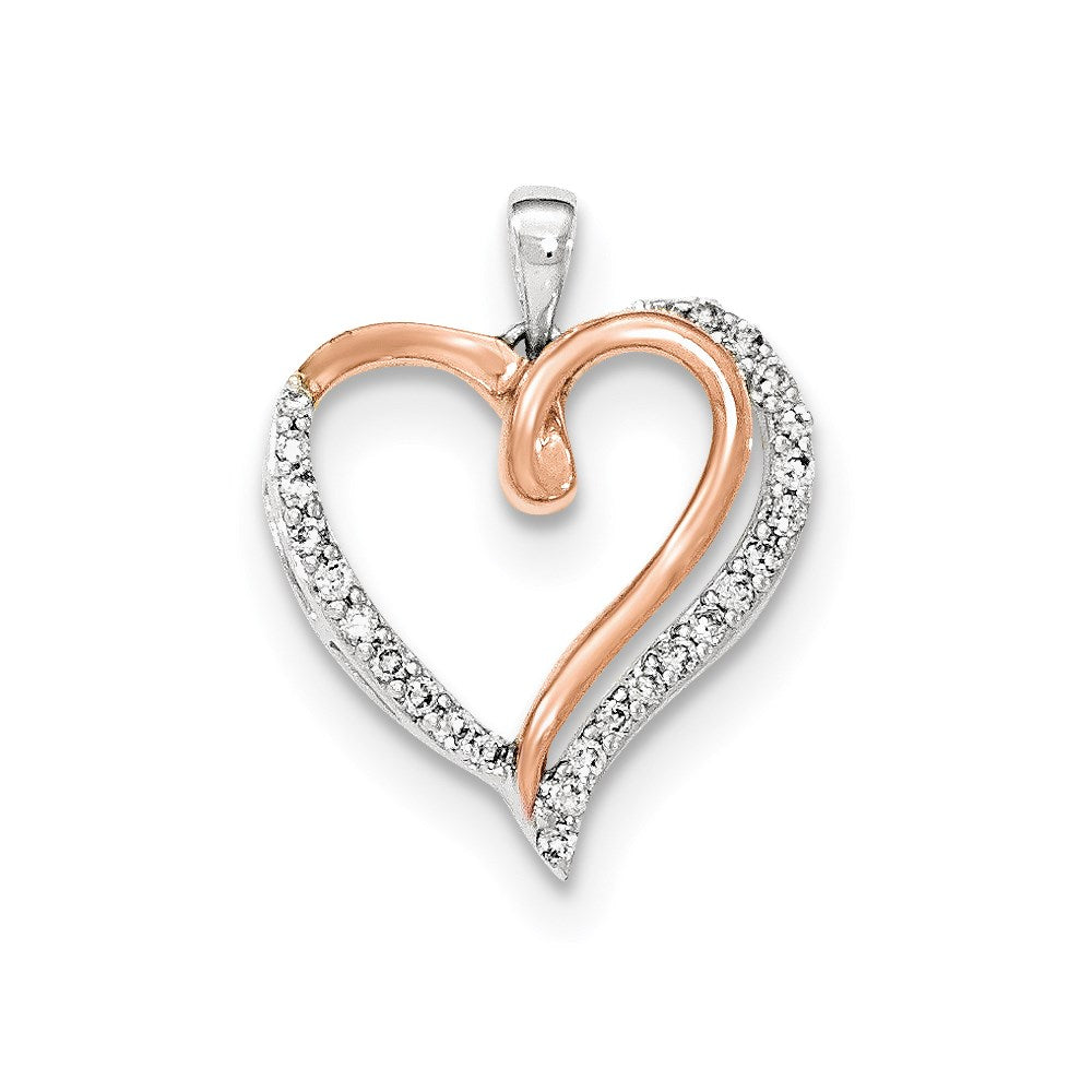 14k white gold rose rhodium real diamond heart pendant xp4911aa